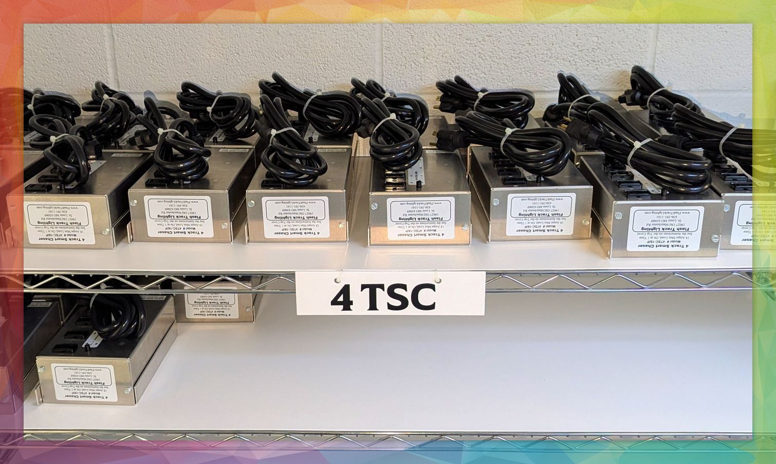 A shelf with a sign that says 4 tsc on it