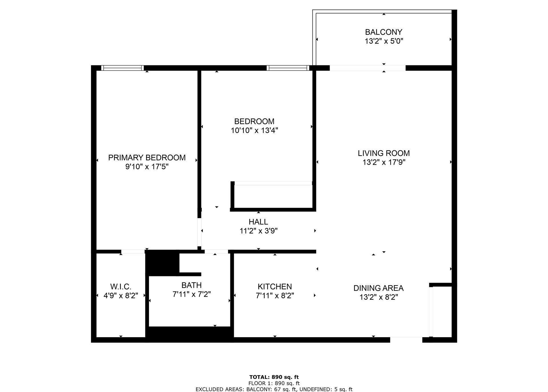A black and white floor plan of a house with a balcony.