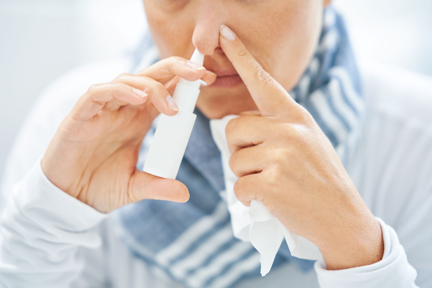 a young man sick with nasal congestion