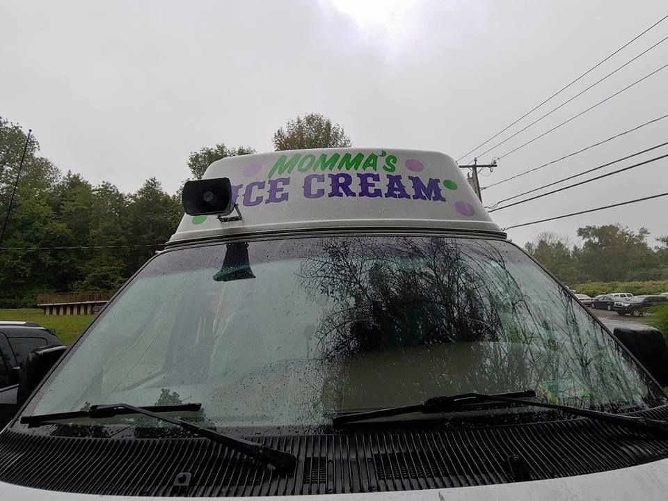 A close-up view of the front windshield and roof sign of a