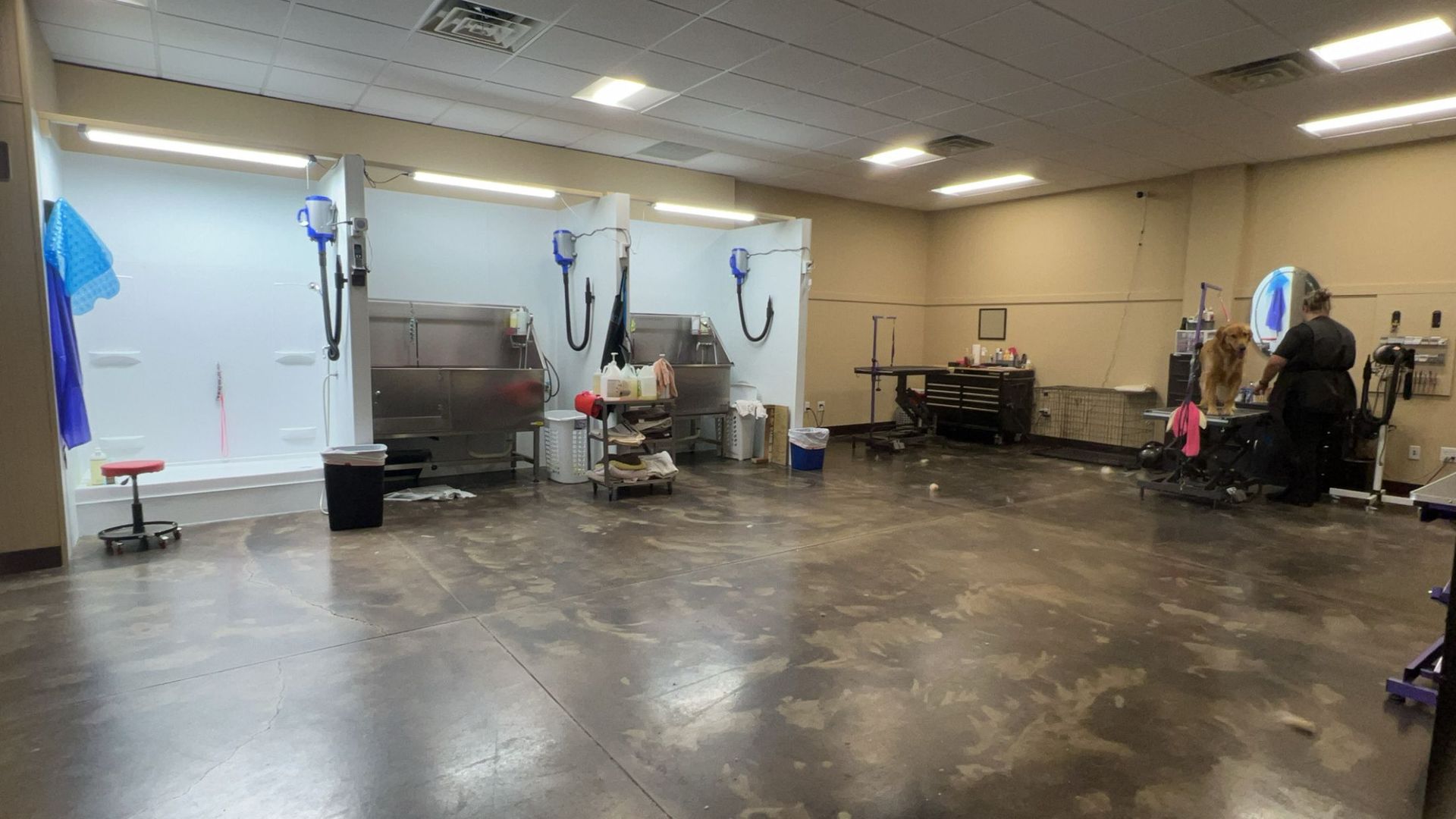 A large empty room with a lot of equipment in it.