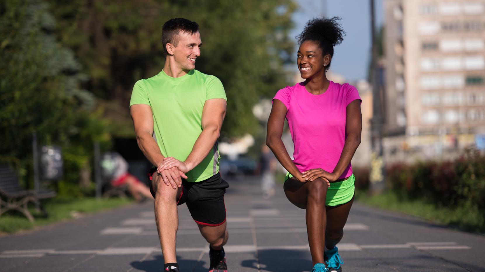 a couple exercising