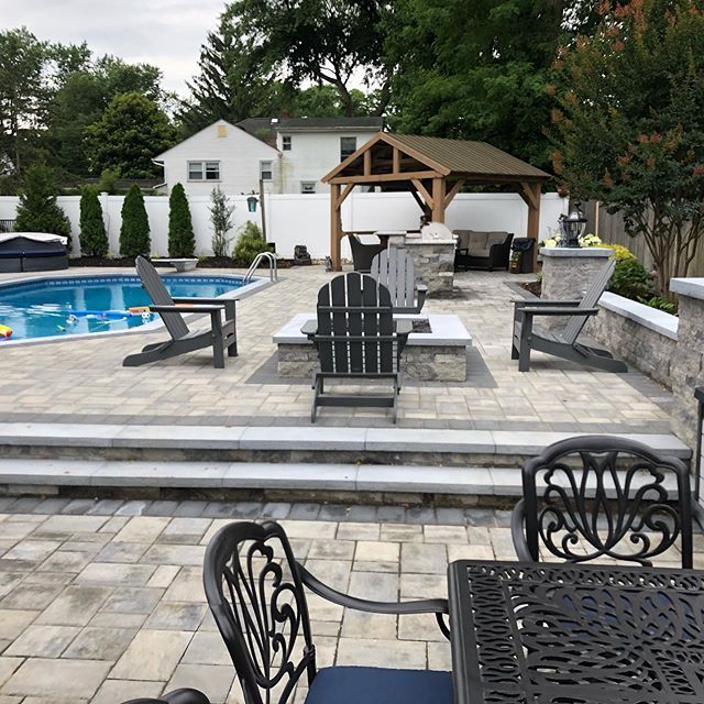 Patio on the Poolside — Middletown, NJ — Precision Landscape Contractors