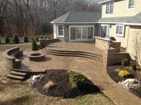Stone Patio with Walkways — Middletown, NJ — Precision Landscape Contractors