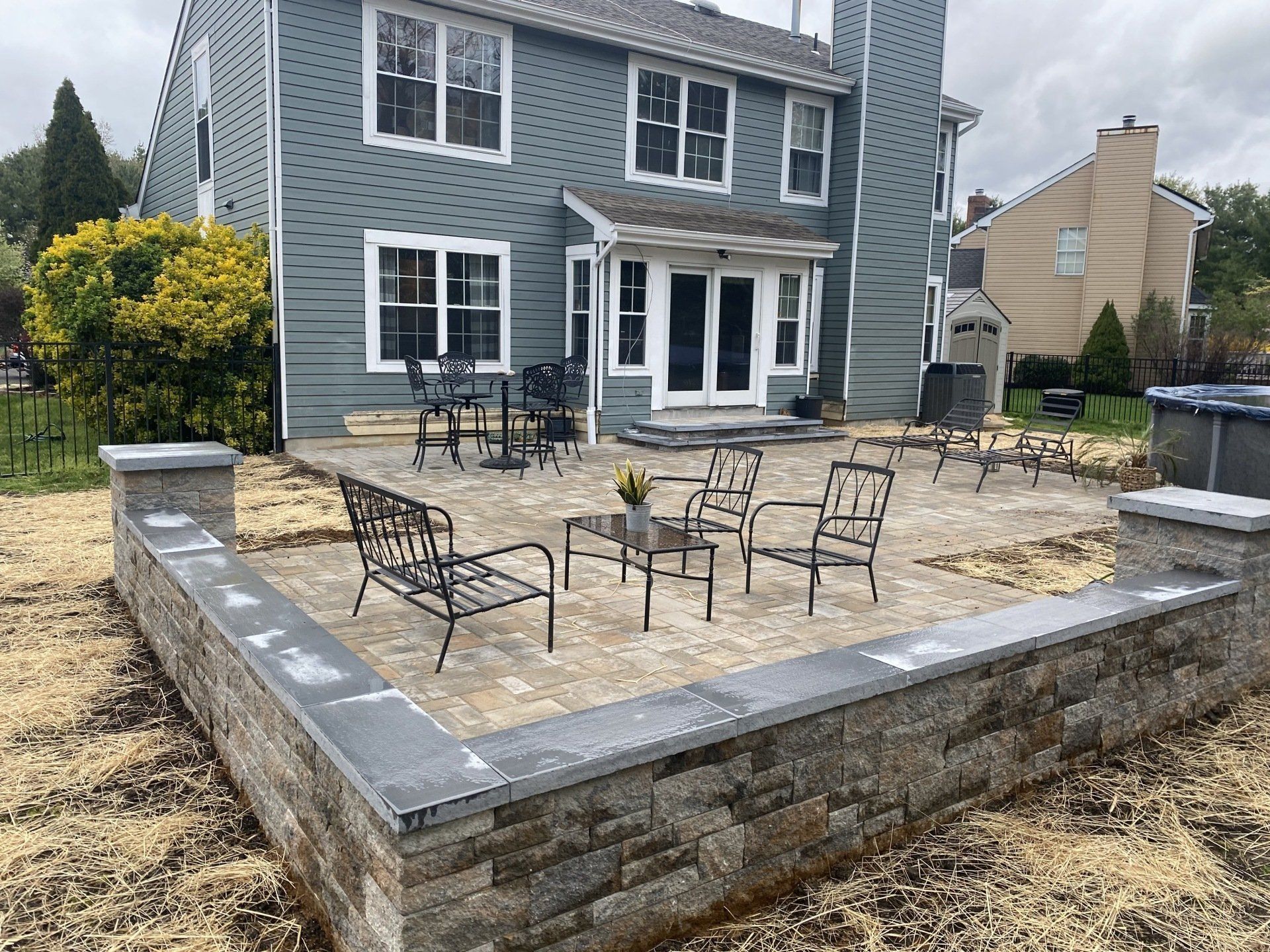 After Swimming Pool with Fence Construction — Middletown, NJ — Precision Landscape Contractors
