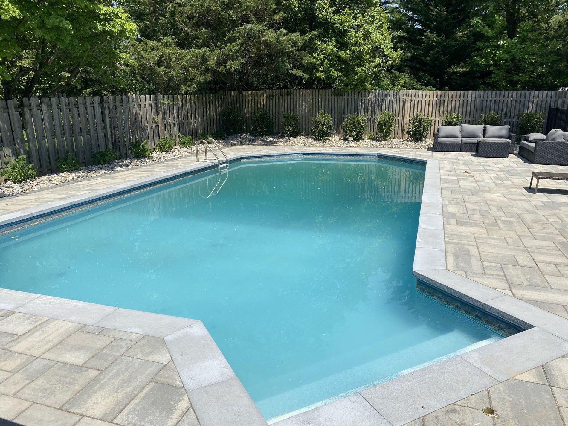 After Swimming Pool with Fence Construction — Middletown, NJ — Precision Landscape Contractors