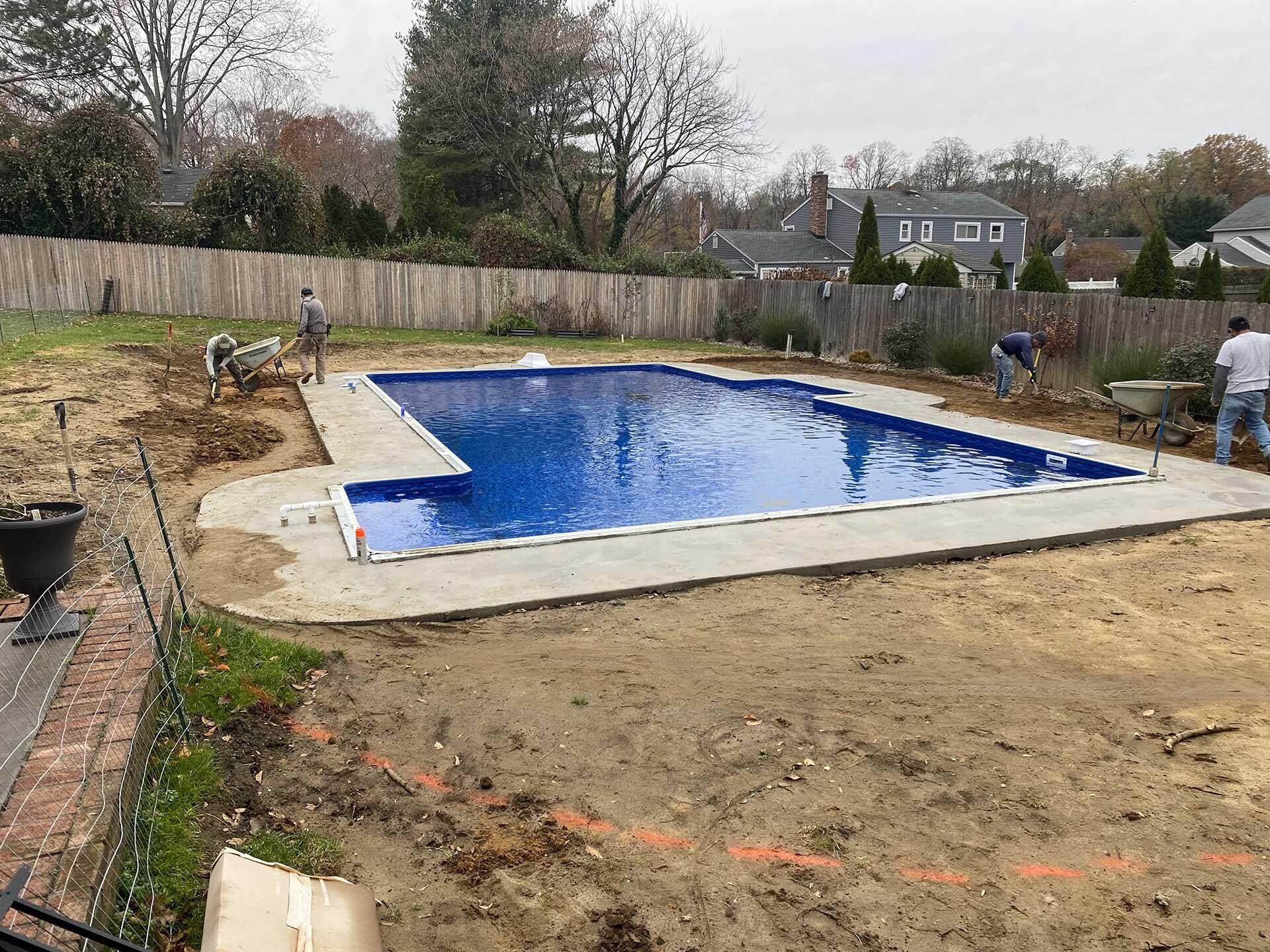 Before Backyard Swimming Pool — Middletown, NJ — Precision Landscape Contractors