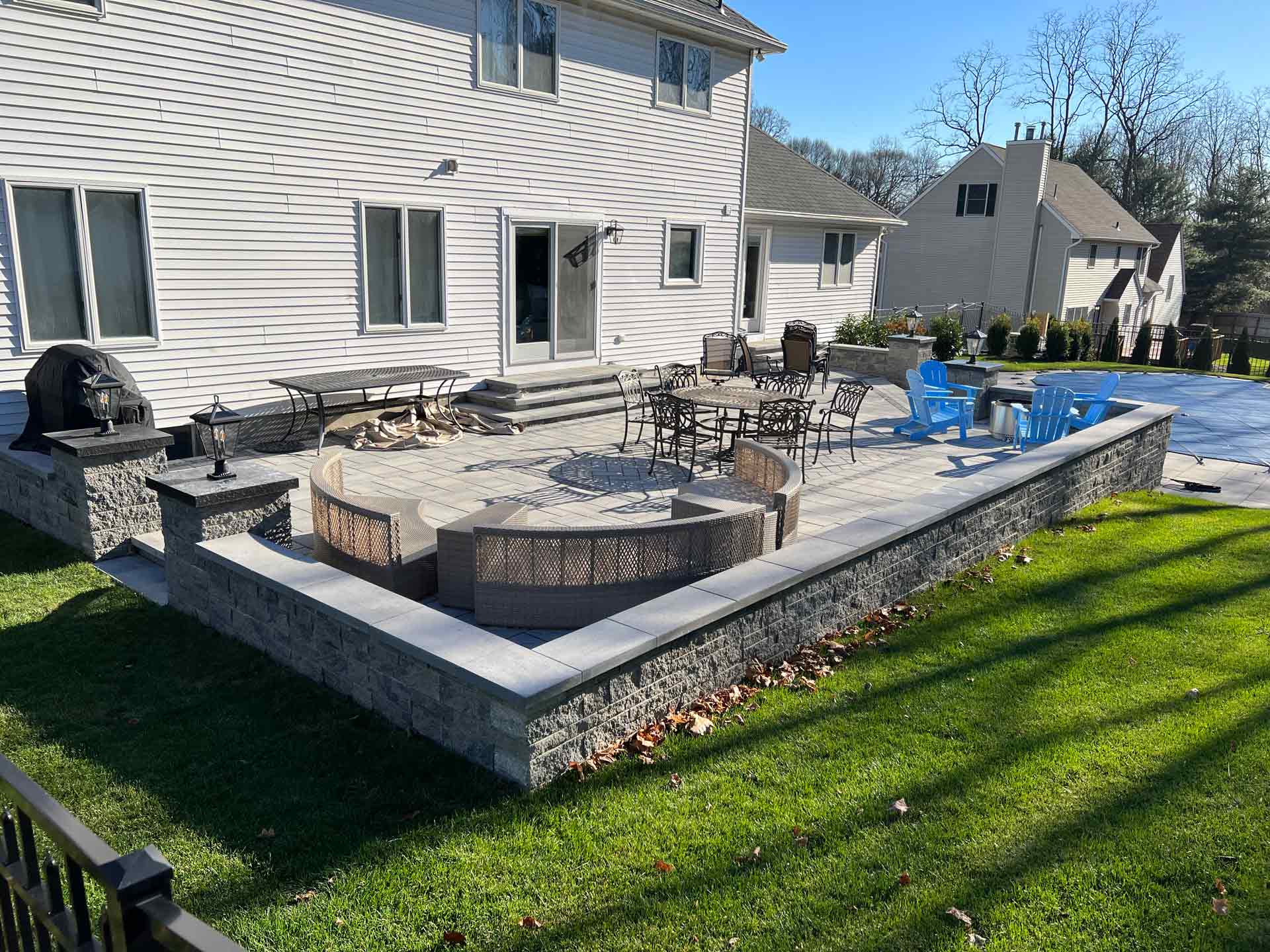 Patios with Low Wall Partition — Middletown, Nj — Precision Landscape Contractors