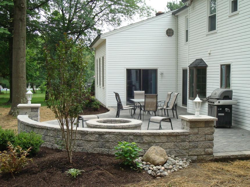 After Stone Patio and Retaining Walls — Middletown, NJ — Precision Landscape Contractors