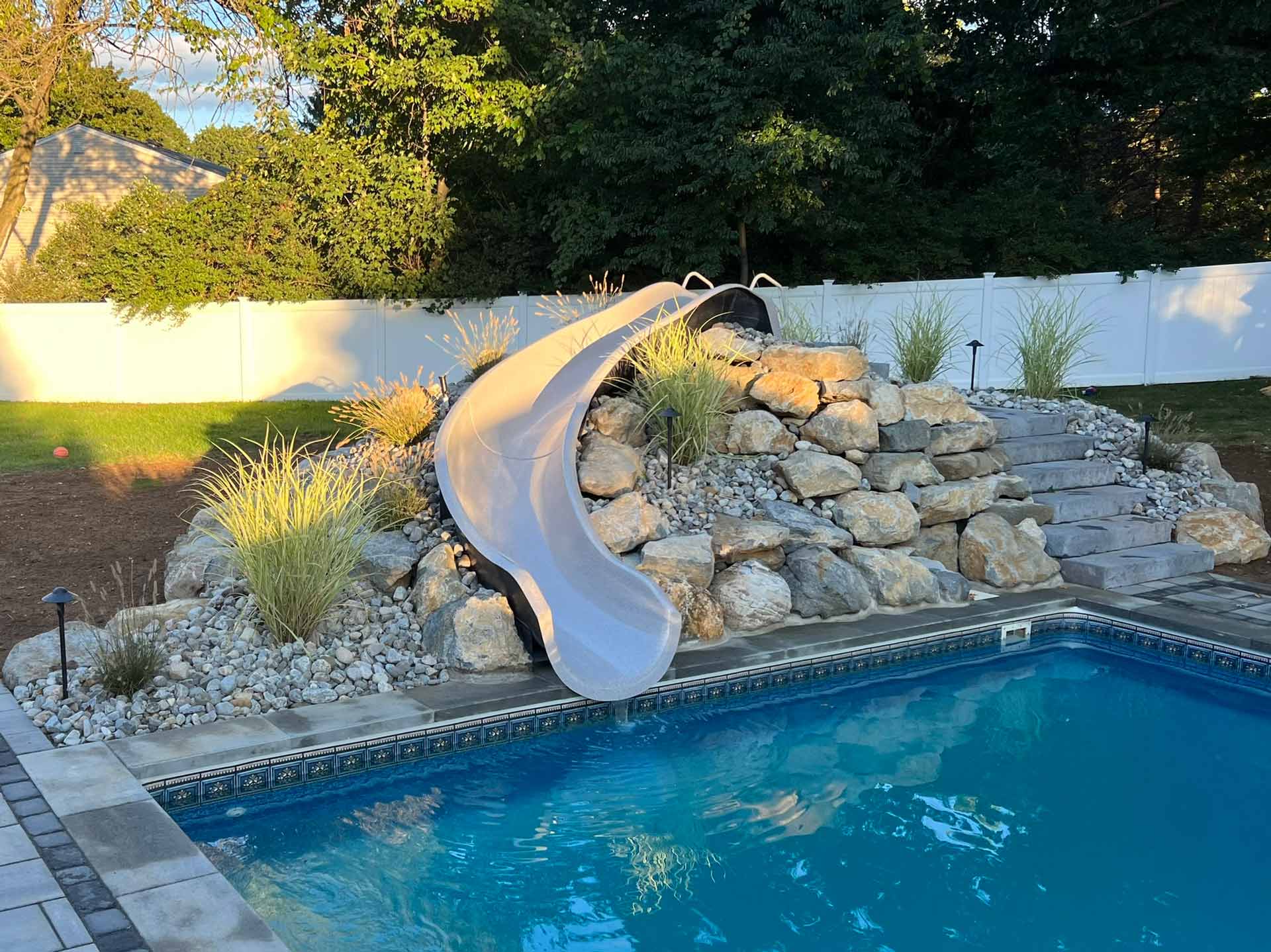 Swimming Pool with Slide — Middletown, Nj — Precision Landscape Contractors