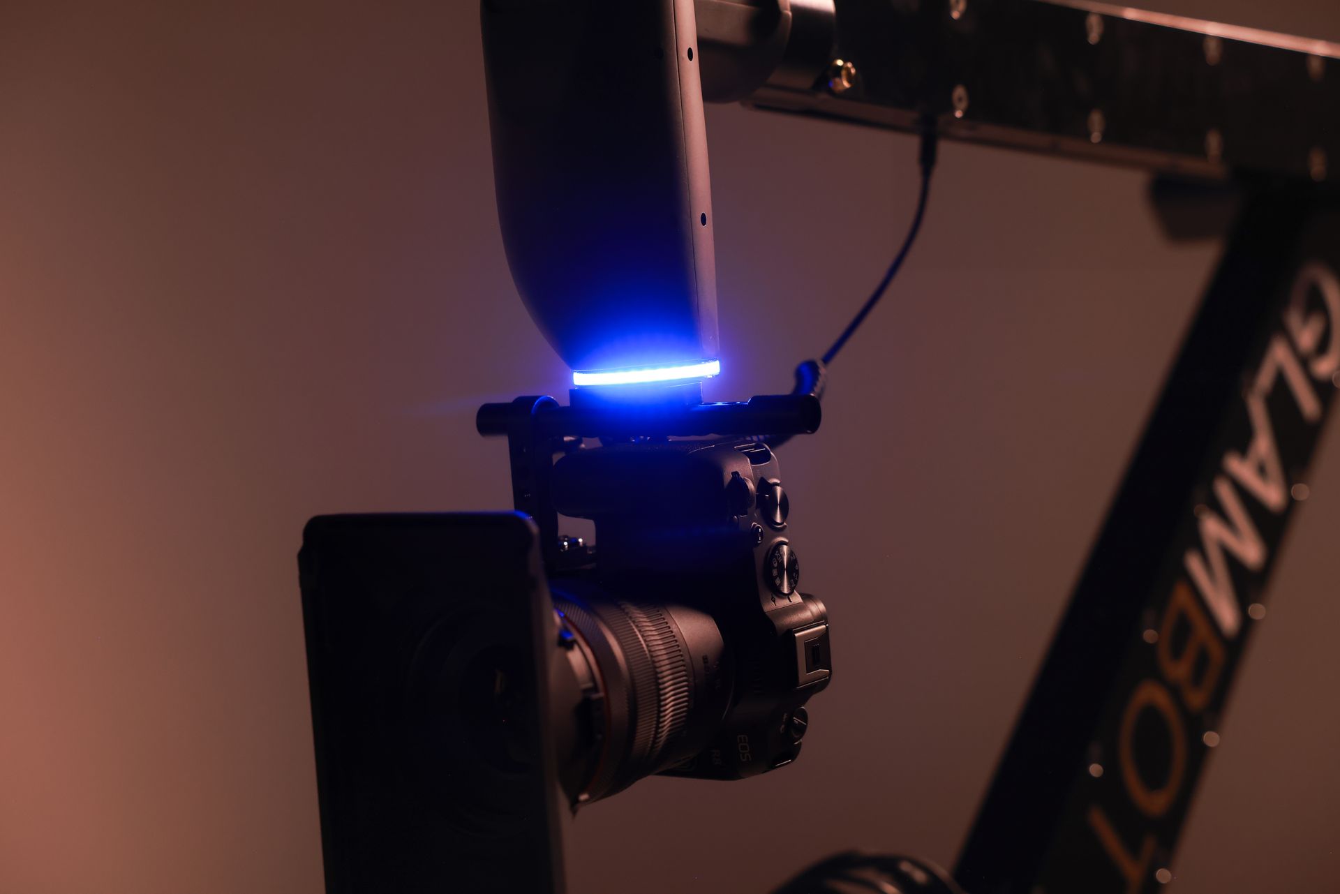 GlamBot robotic arm end effector with professional camera mount