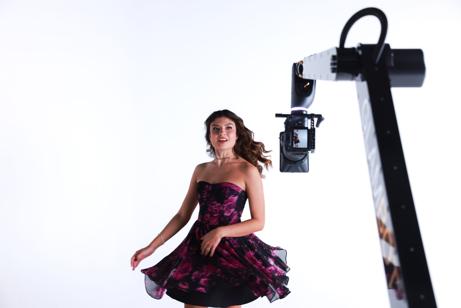 GlamBot video booth creating Hollywood-style content at gala