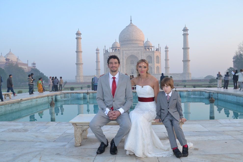 They got married in India, Russia, China, Nepal, Mauritius, Paris, England and South Africa. The only person who attended all their weddings was their 5-year-old son.
