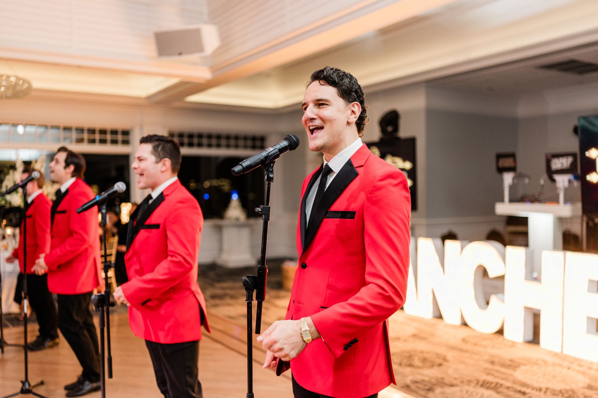 Jersey Boys cast performing live at a private event