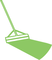 Green squeegee on a white background, angled to clean a surface.