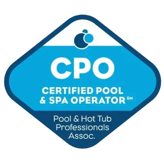 A cpo certified pool and spa operator badge