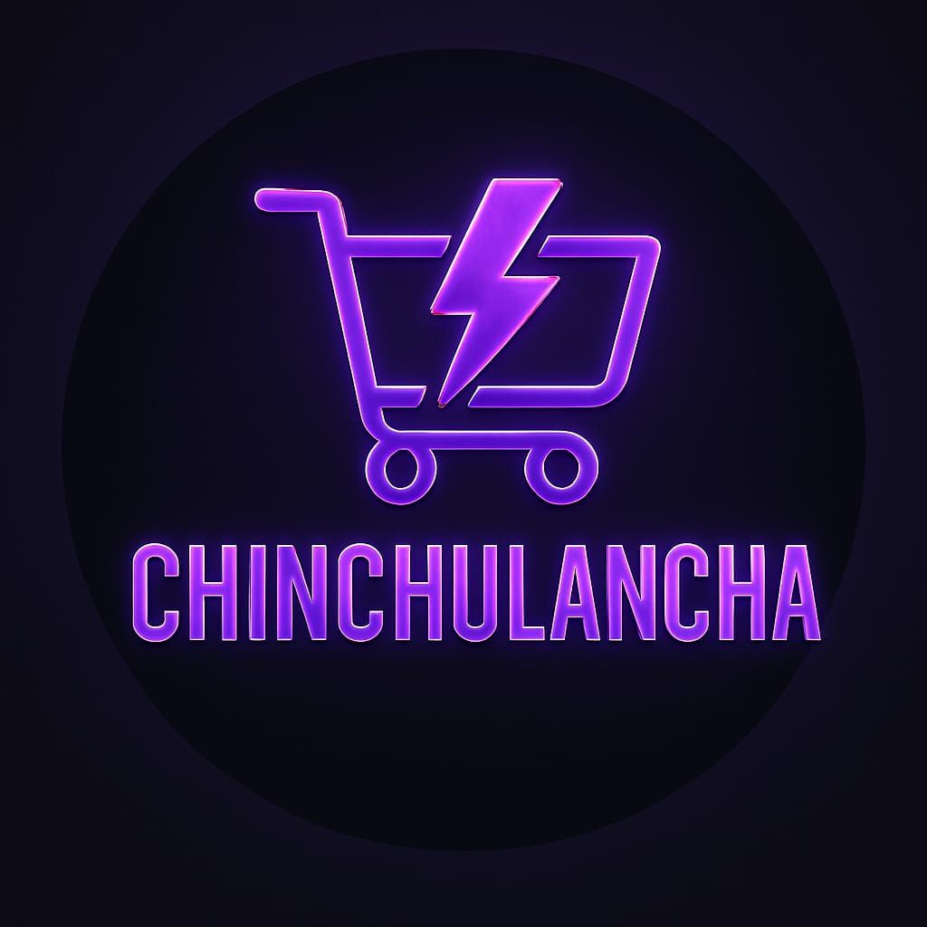 Carrito de compras de neón morado con rayo, 