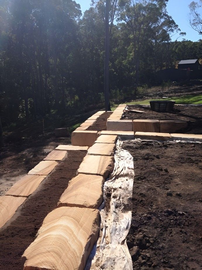 Stone Pathway and Retaining Wall in a Forest Setting — Creating Eden Landscaping In Speers Point, NSW