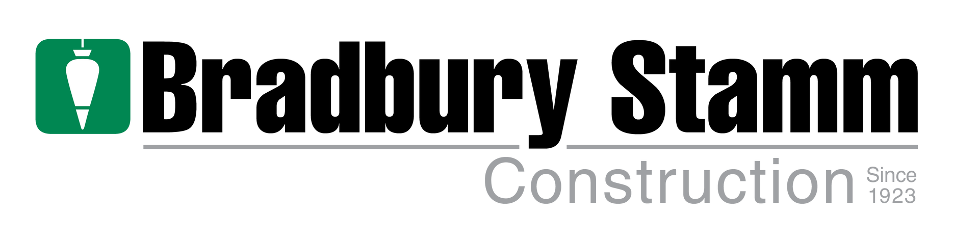 Bradbury stamm construction logo on a white background