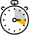 A stopwatch with a yellow arrow pointing to the right.