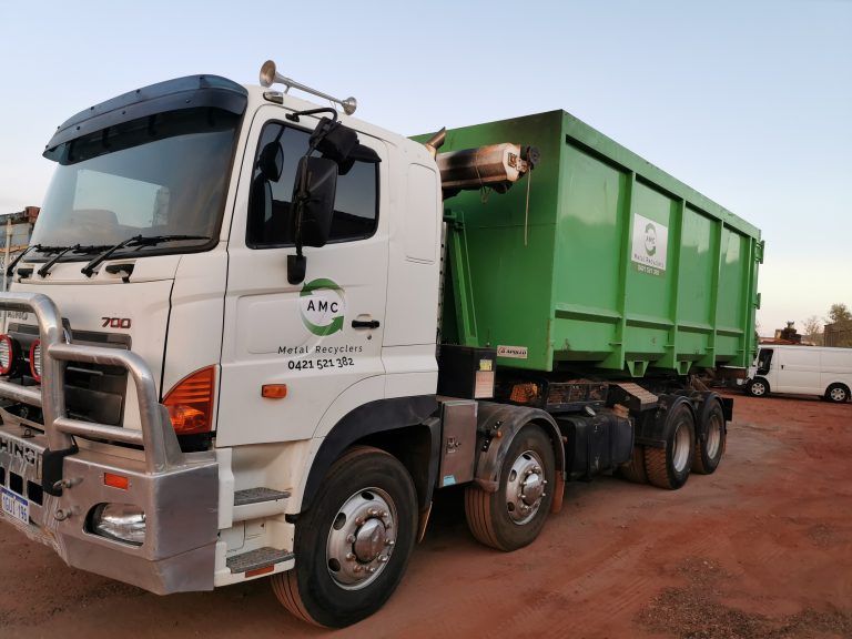 AMC White And Green Truck | Karratha, WA | AMC Metal Recyclers AMC White And Green Truck | Karratha, WA | AMC Metal Recyclers
