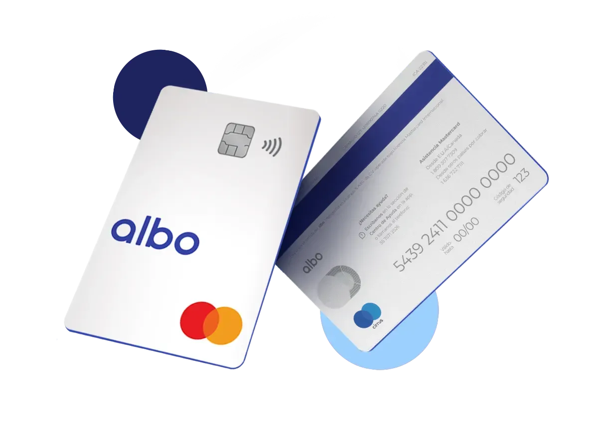 Dos tarjetas de crédito con la palabra albo