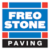 Logo for Freo Stone Paving: blue and black square with white text. Red squares accent the top and bottom.