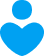 Blue figure: heart shape with circle on top.