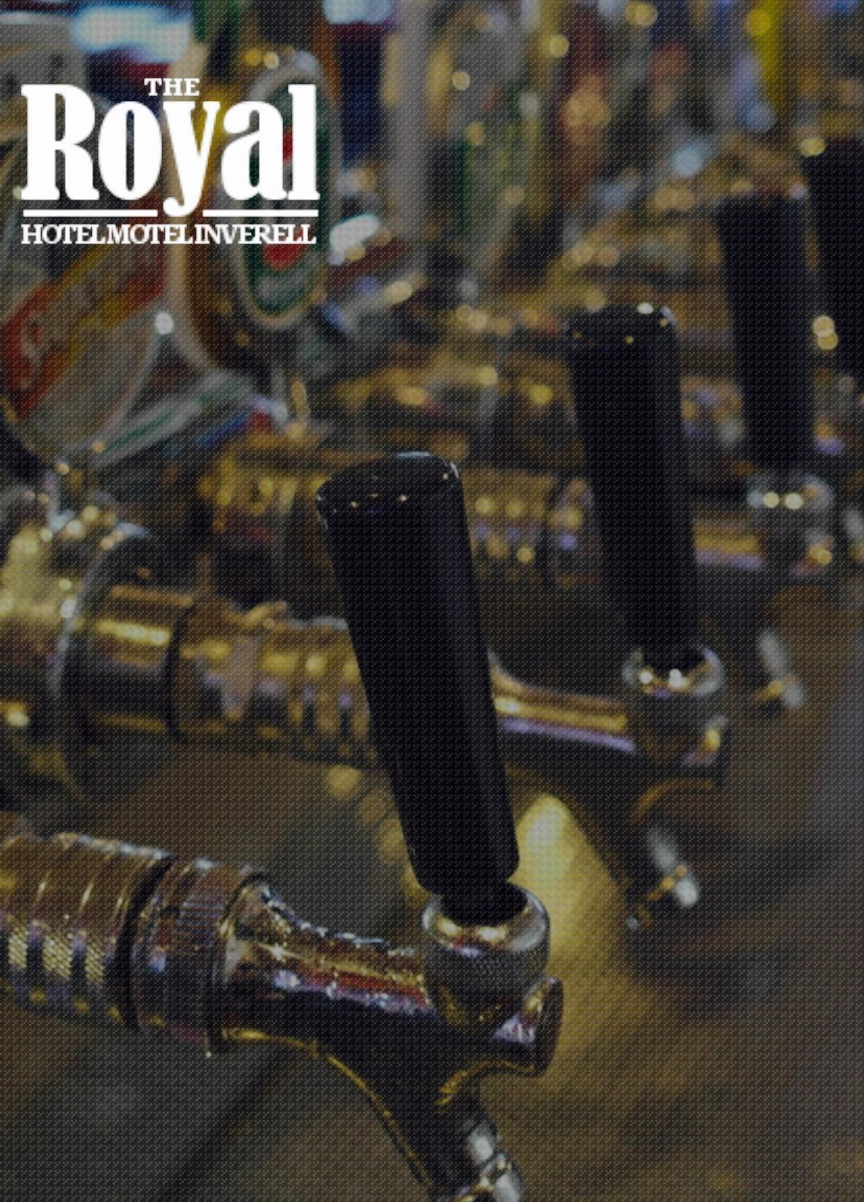 A row of beer taps with the word royal on the top