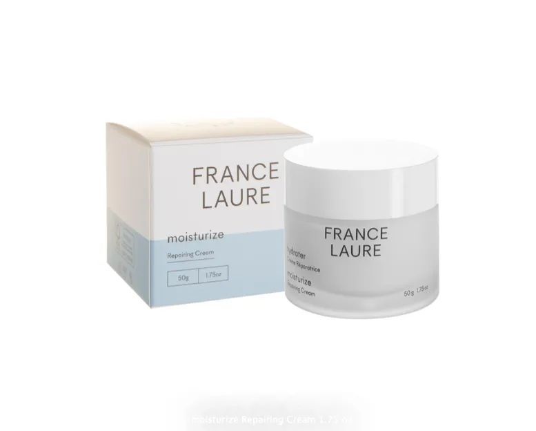 A jar of france laure moisturizing cream next to a box
