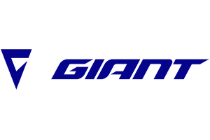 Een blauw logo voor Giant op een witte achtergrond.