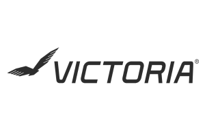 Het logo van Victoria is zwart en wit met een vogel erop.