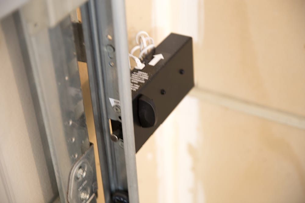 A close up of a door with a lock on it.