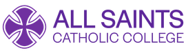 All Saints Catholic College logo with purple cross emblem and text