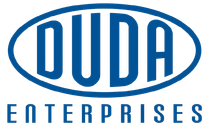 Duva Enterprises logo in blue text with oval emblem on white background