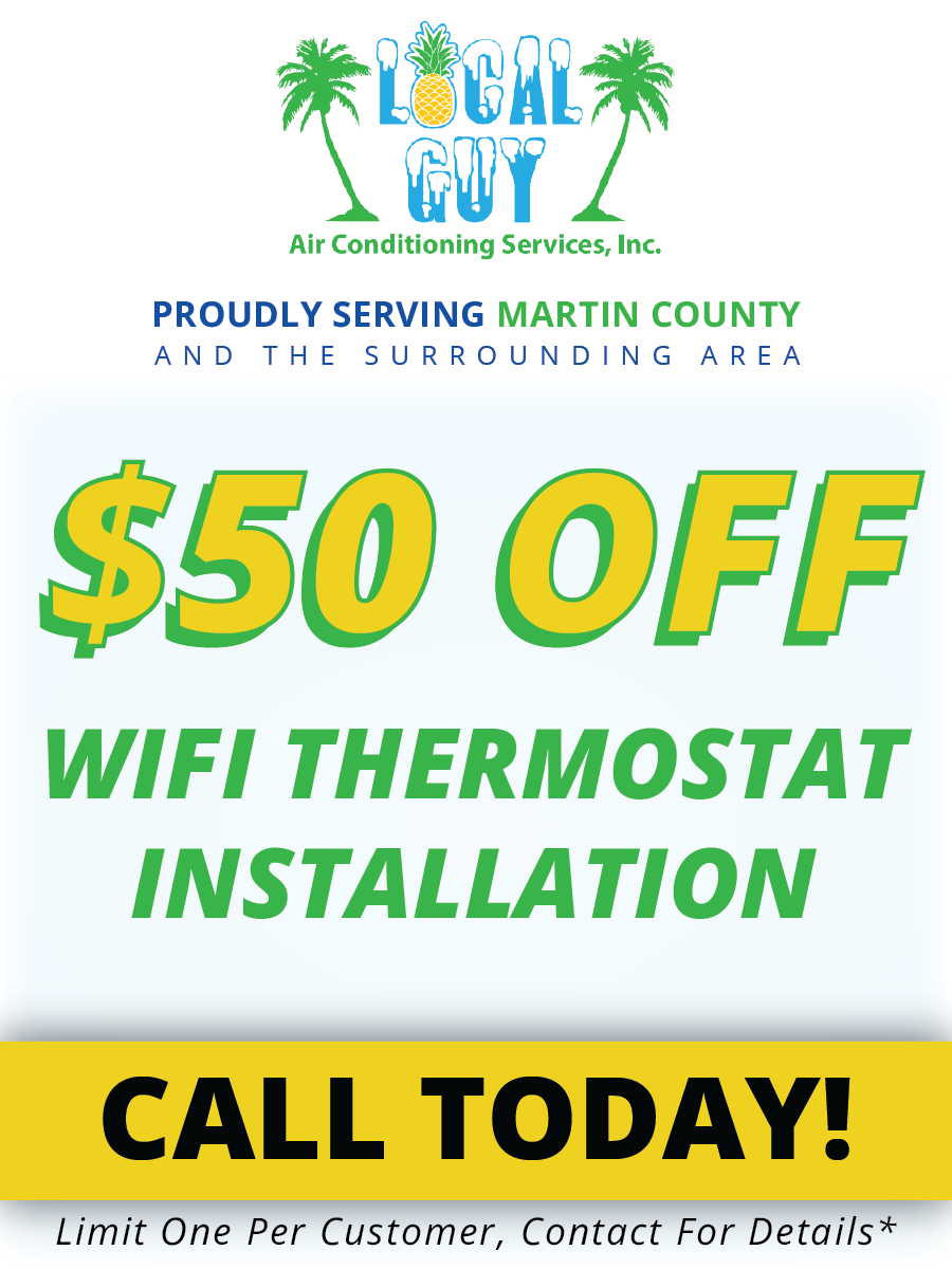 A sign that says $ 50 off wifi thermostat installation