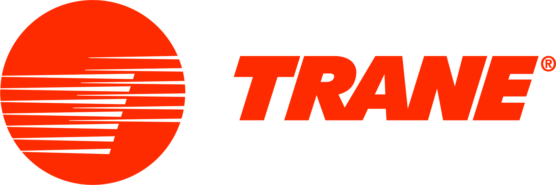 A trane logo with a red circle on a white background