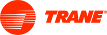 A trane logo with a red circle on a white background