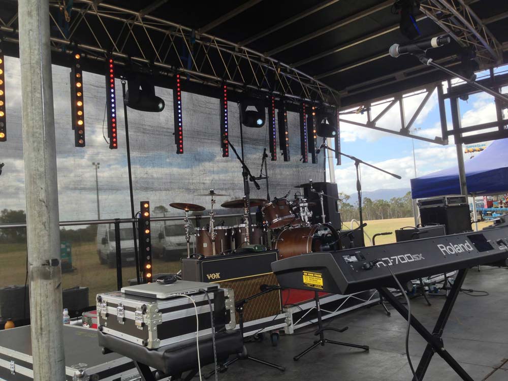 Concert Stage With Lighting And Instruments β Kennedy Amplifier Hire Service In Mackay QLD