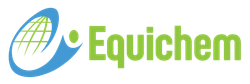 The logo for equichem is blue and green with a globe in the middle.