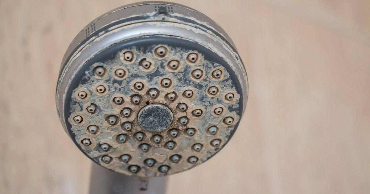 Hard water build up in head shower