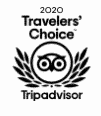 A black and white logo for travelers choice tripadvisor.