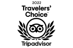 A black and white logo for travelers choice tripadvisor.