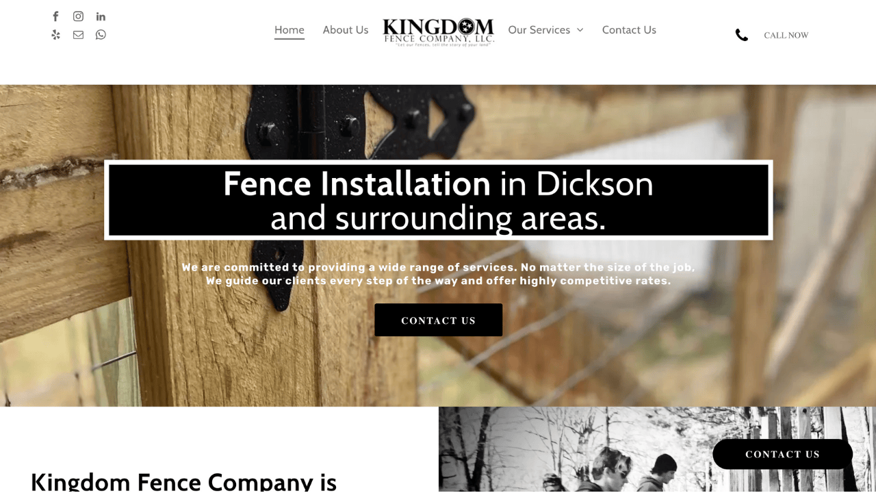 A screenshot of a website for a fence installation company in dickson and surrounding areas.