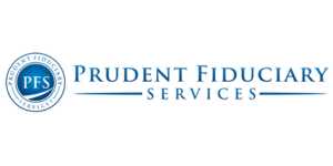 The logo for prudent fiduciary services is blue and white