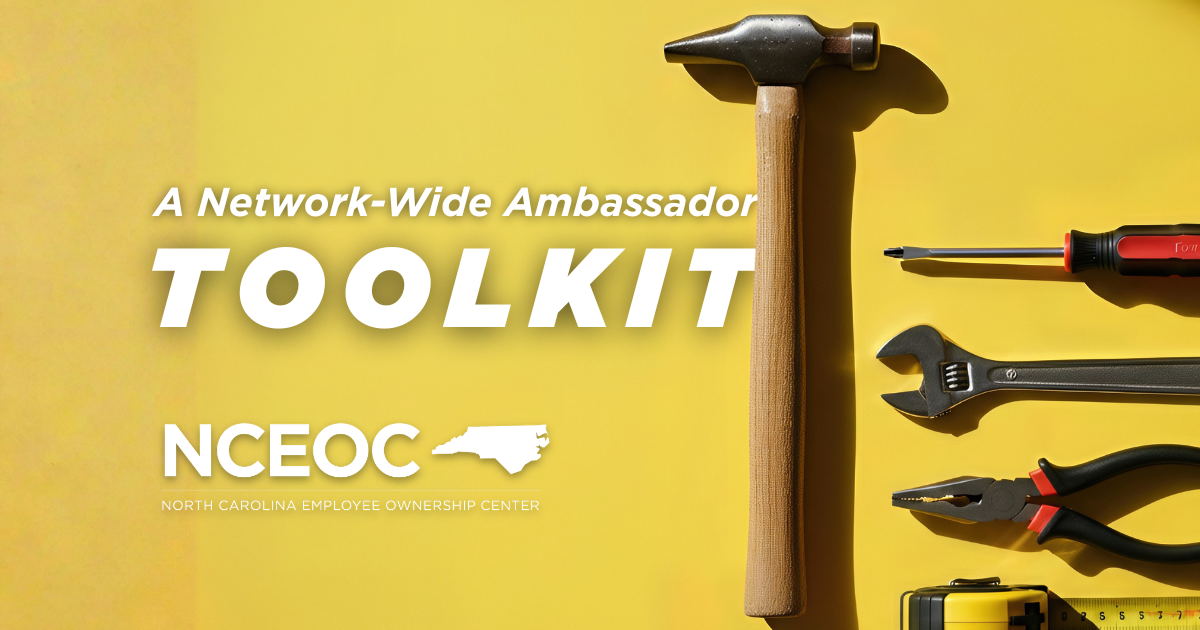 Yellow surface with various tools displayed, and text with NCEOC logo