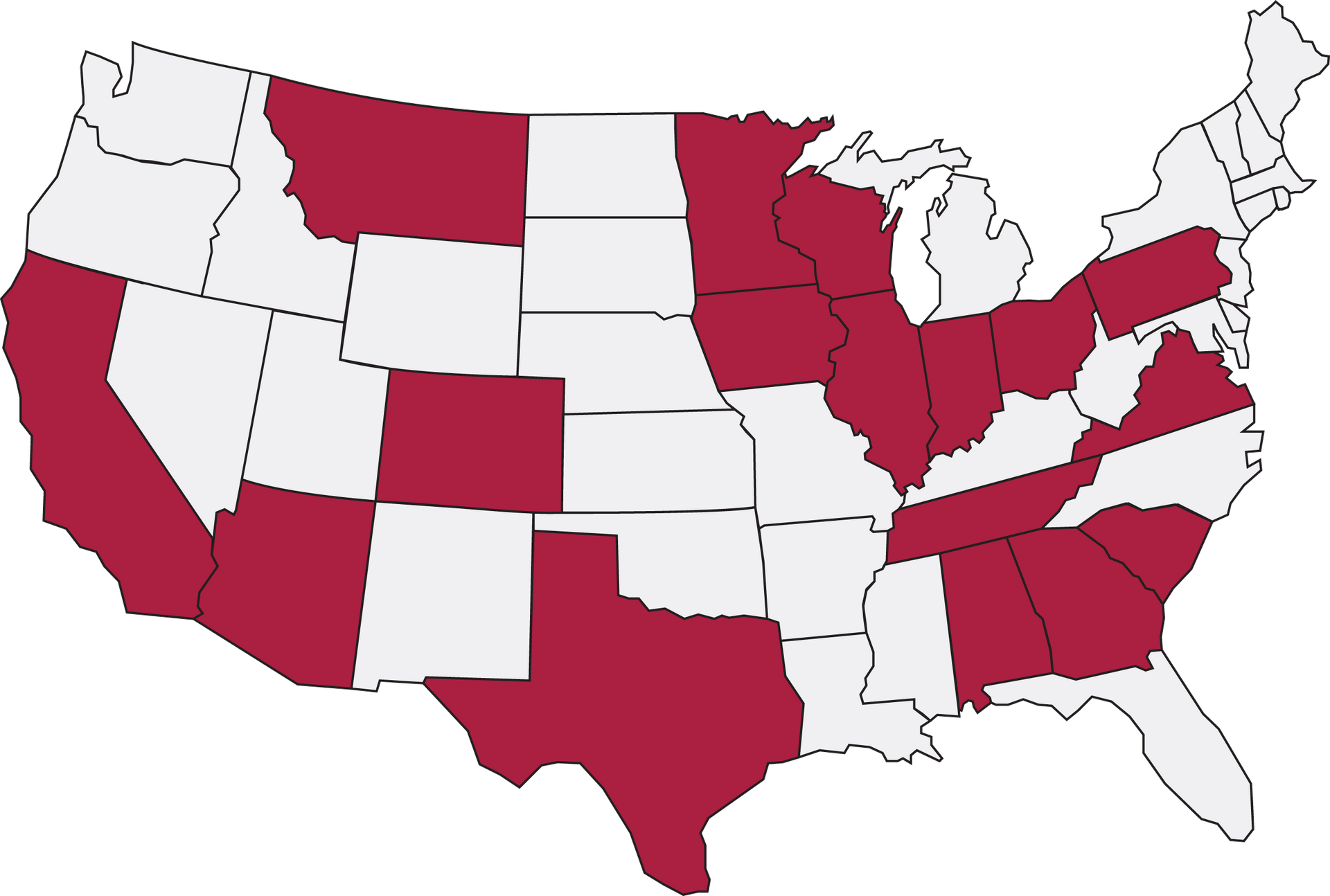 Map Of States Where We Write NEMT Insureance