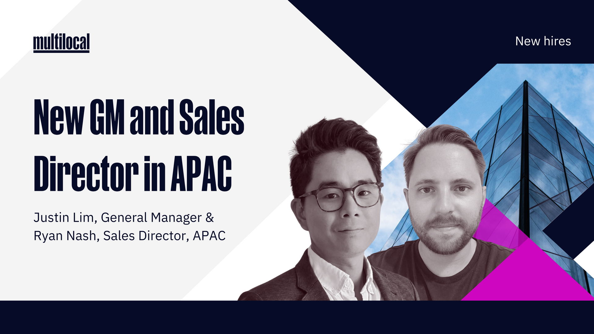 Headshots of Multilocal's new GM and Sales Director in APAC