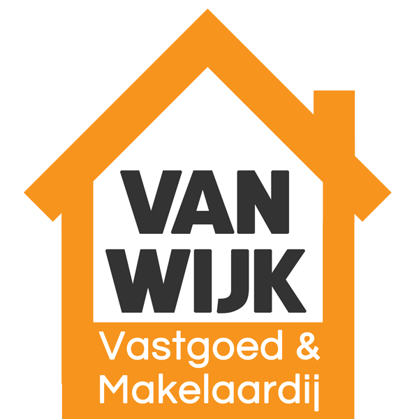 A logo for van wijk vastgoed & makelaardij