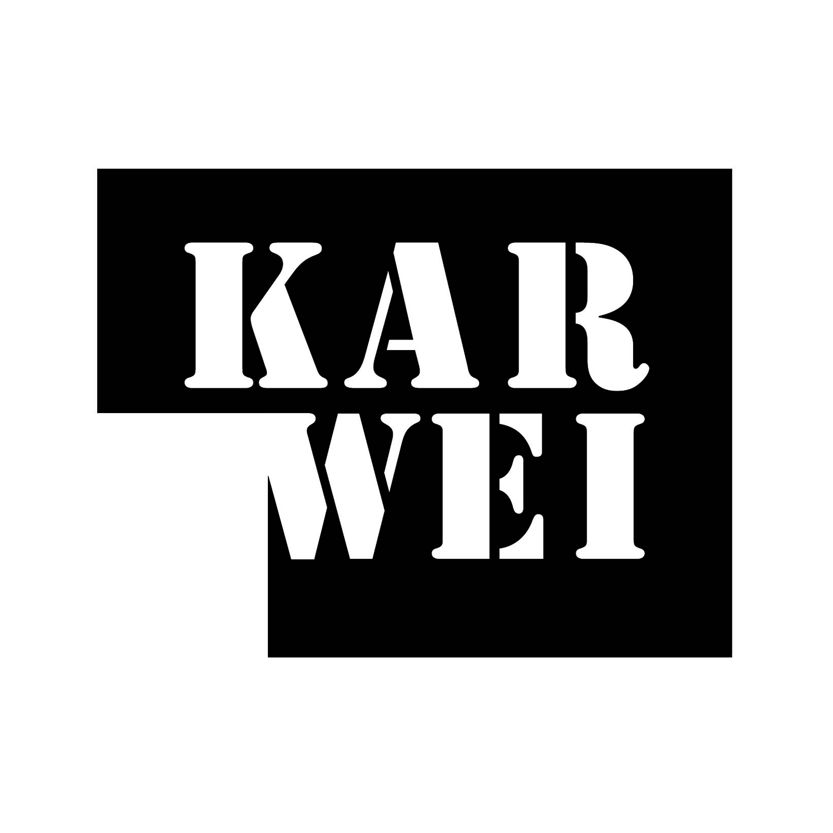 Een zwart-wit logo voor kar wei op een witte achtergrond.